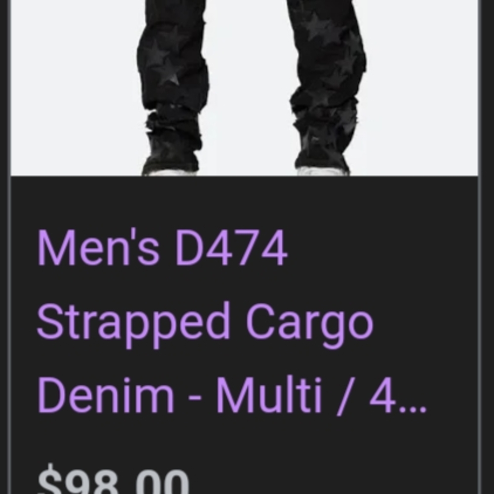 MNML Green Cargo Pants with Black Star Accents - Picture 5 of 12
